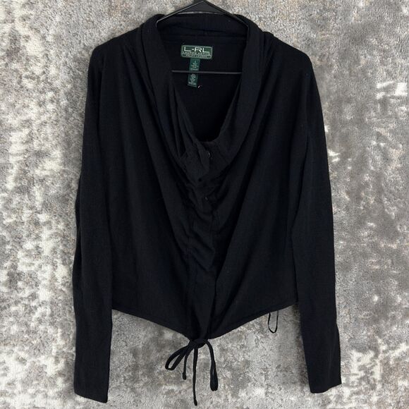 Ralph Lauren Active Sz S Wool Rabbit Hair Snap Button Tie Front Cardigan Sweater - Picture 1 of 8